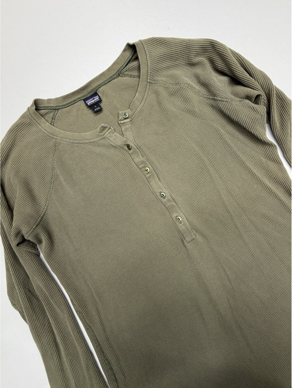 Patagonia Organic Cotton Waffle Henley Women's size L Green